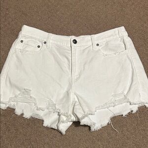 Aerie White Frayed Hem Jean Shorts